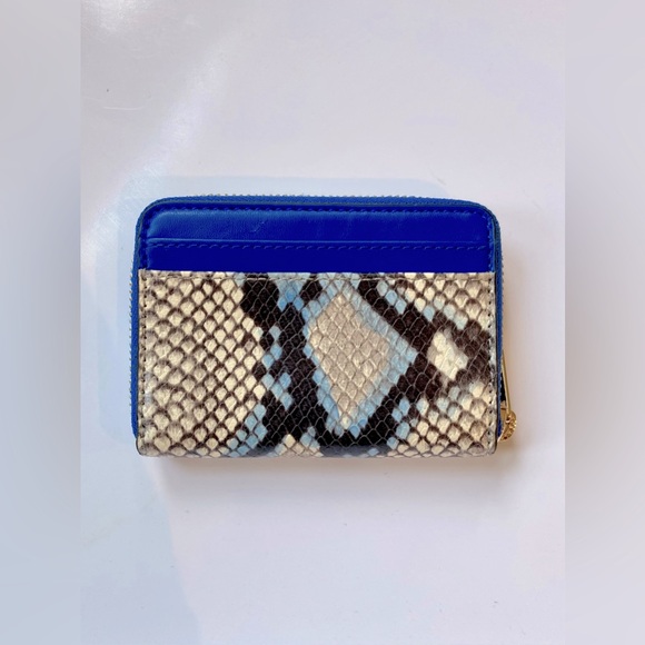 NWT MICHAEL KORS Jet Set Zip Card Case Wallet Blue Snake Leather 35T0GTVD2G - Picture 3 of 4